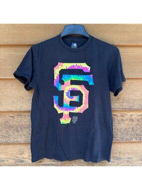 Vintage San Francisco Giants Tie-Dye Logo Shirt Y2K Mens Medium Black MLB Genuin